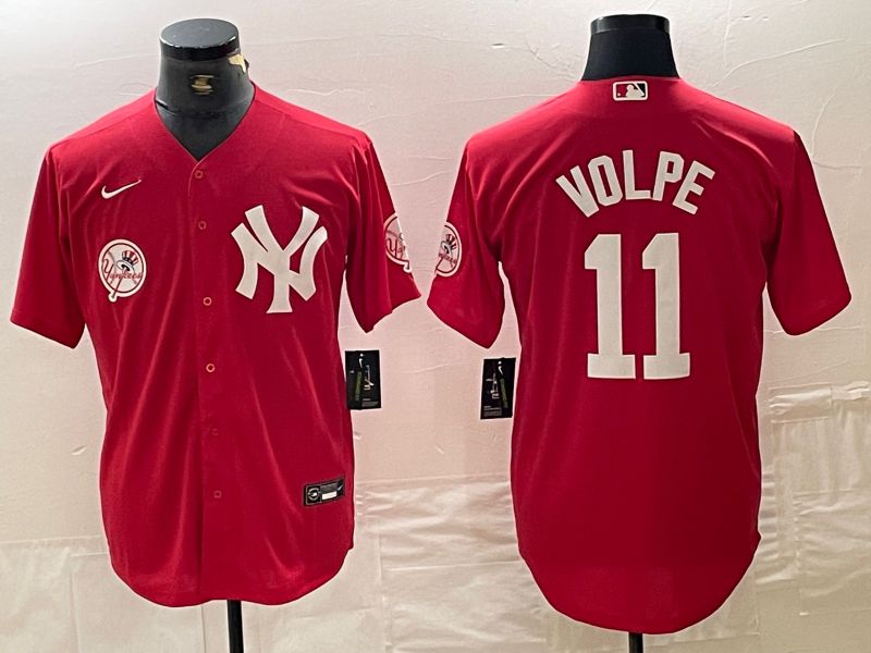 Men New York Yankees 11 Volpe Red joint name Nike 2024 MLB Jersey style 3